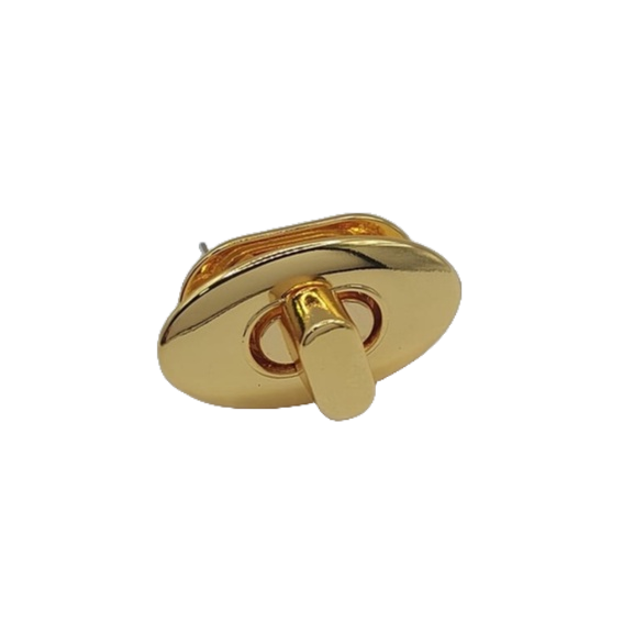 02 Fecho Torniquete para Bolsa com Excelente Acabamento em Dourado com Verniz Cataforético ou Prata Niquelado