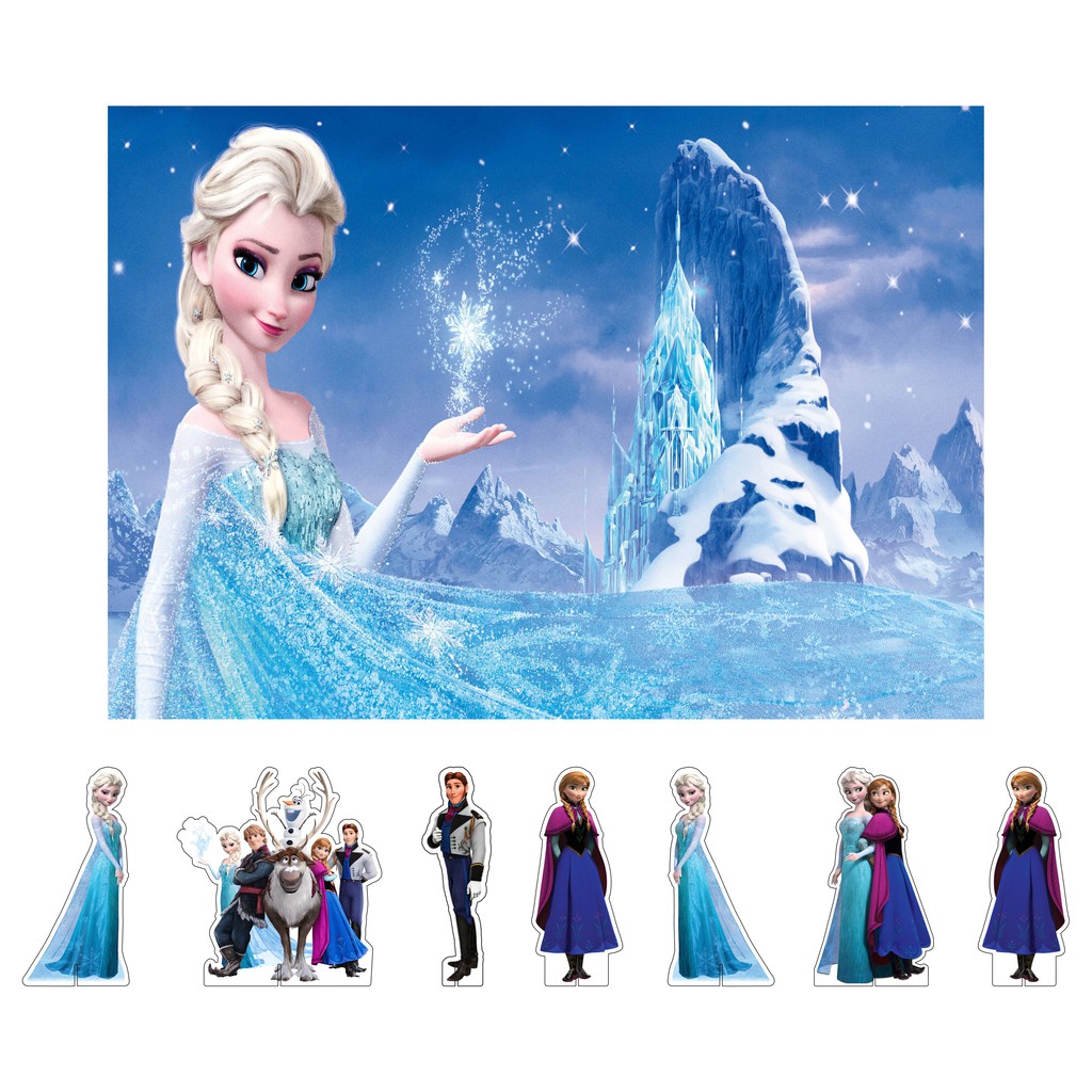 Kit Display De Mesa + Painel Festa Infantil Frozen