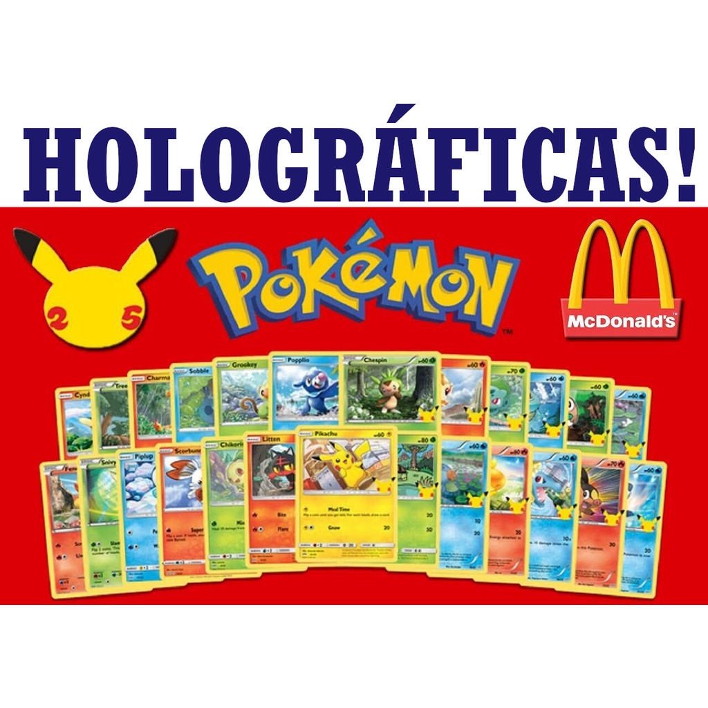 Cards Pokémon 25 anos McDonald's 2021 Cartas Tcg