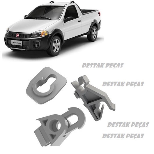 Kit trava da Vareta de Sustentação do Capô Fiat Strada Palio Siena Marea Doblo Fiorino Argo