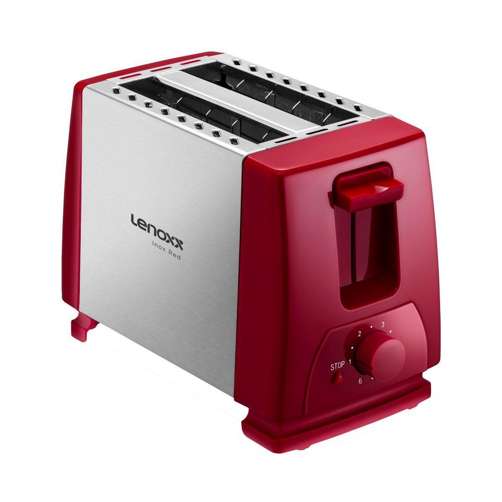 Torradeira Elétrica Lenoxx Inox Red PTR203 com 6 Níveis de Temperatura Vermelho 220V