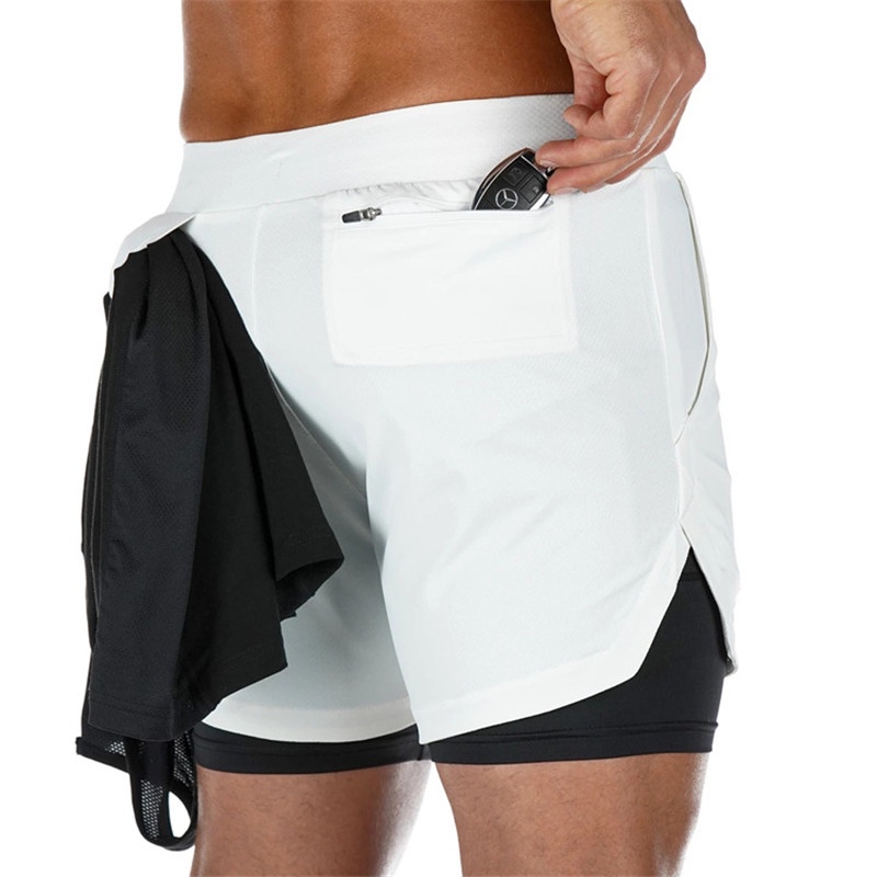 Shorts Esportivo Masculino Duplo-Deck De Corrida Corrida 2 Em 1 / Short Masculino Para Academia 2021