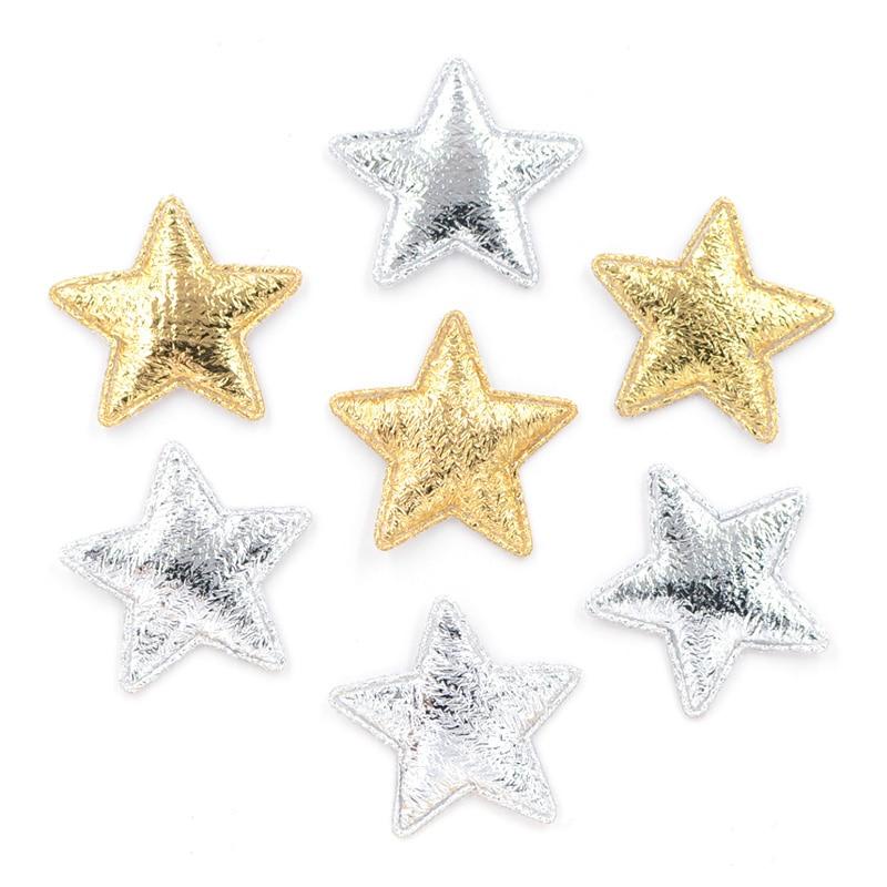 100Pcs 2.5cm pano estrela aplicativo para roupas de bricolaje / cabeleiro / decoração de casamento parches