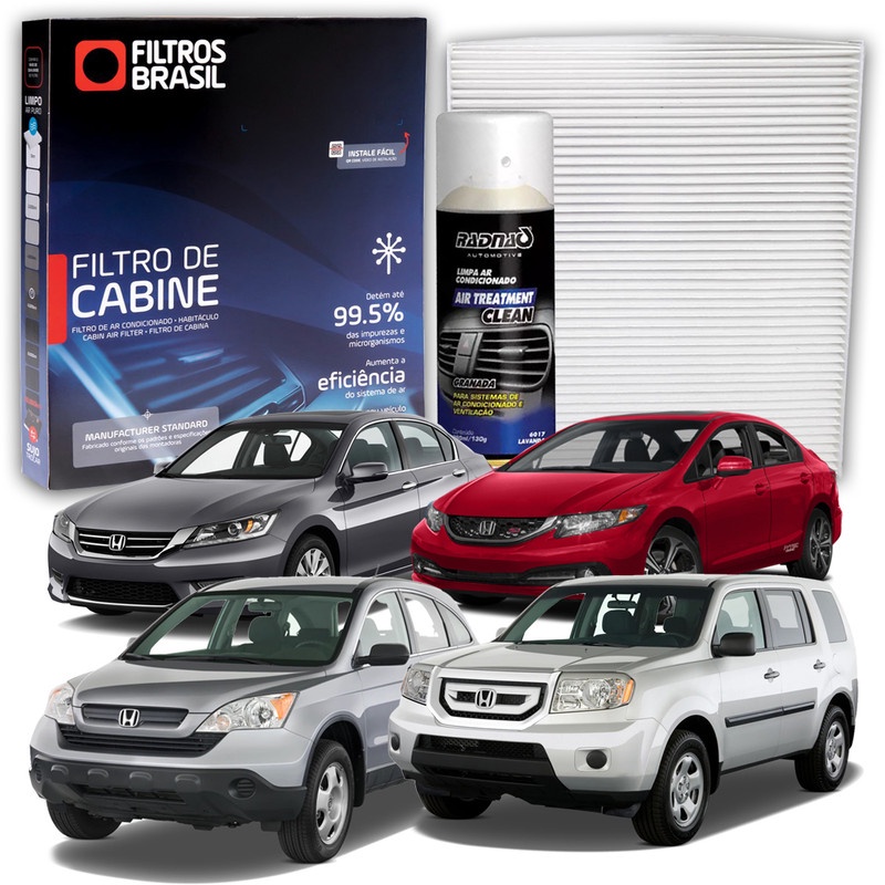 Filtro de Cabine para Honda Accord Civic CRV + Higienizador Limpa Ar Tipo Granada - Spare Parts and Accessories for Vehicles