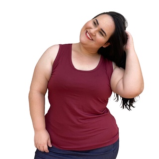 Regata Feminina Plus Size Camiseta Básica Academia Malha Fresquinha