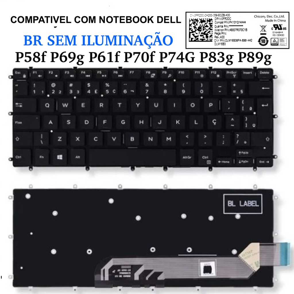Teclado para Dell Inspiron 13-5378 5378 5368 7560 7460 P69g P89g SEM ILUMINAÇÃO