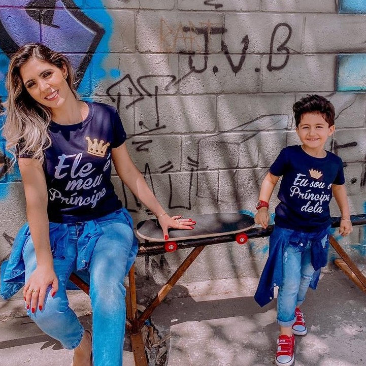 Kit Camiseta Feminina Personalizada Tal Mãe Tal Filho  Ele é Meu Príncipe