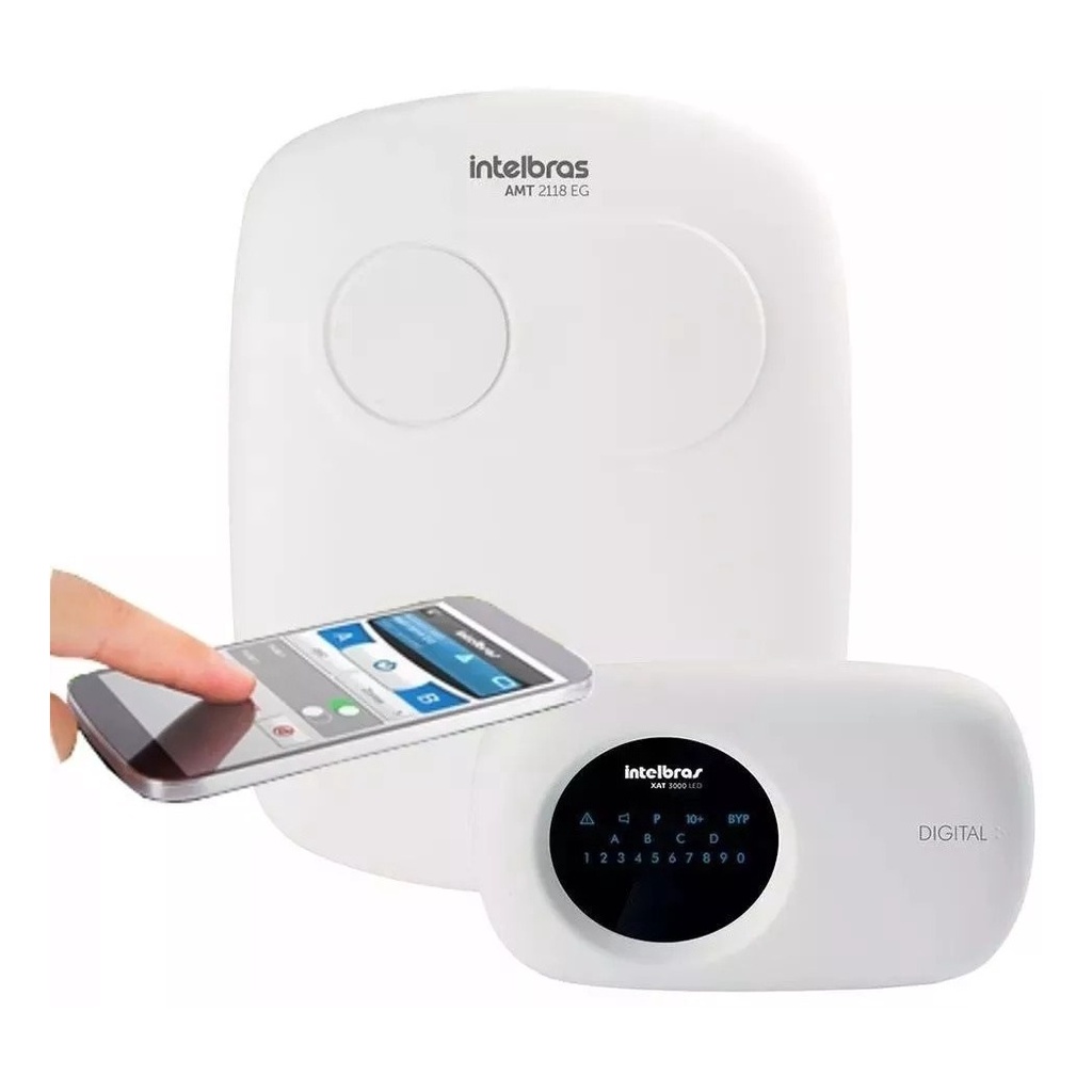 Central de Alarme AMT 2118 EG Intelbras com 18 zonas monitorada via (linha telefônica/ethernet/GSM-GPRS)