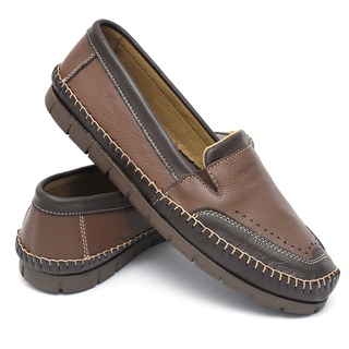 Sapatilha Mocassim Masculina Couro Legitimo Conforto Total