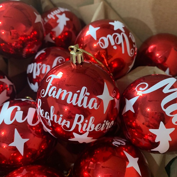 Bola De Natal Personalizada Com Nome Ou Palavra | Shopee Brasil