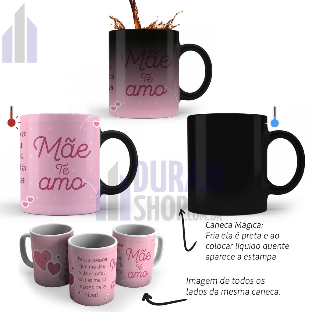 Caneca Mágica Presente para o dia das Mães criativo lembrancinha Muda de Cor com Líquido Quente