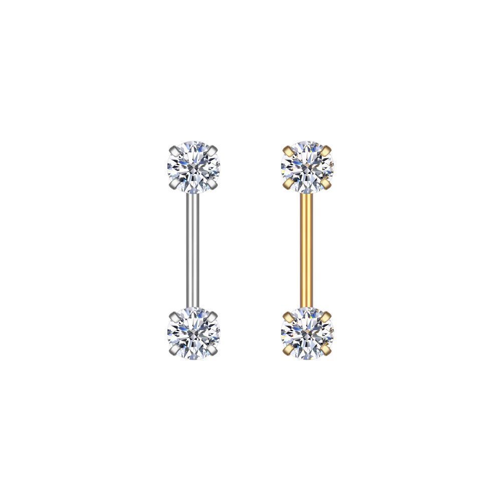 Piercing Mamilo Push PIN Aço Cirúrgico PVD Zircônia Redonda / Mamilo, Língua e Outro
