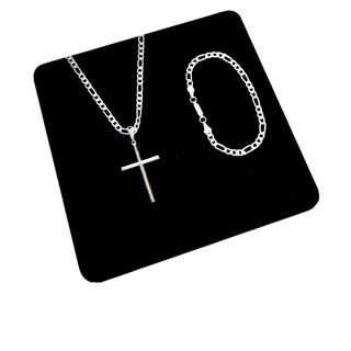 kit masculino Crucifixo Corrente Banhada  a Prata 925 + pulseira 02