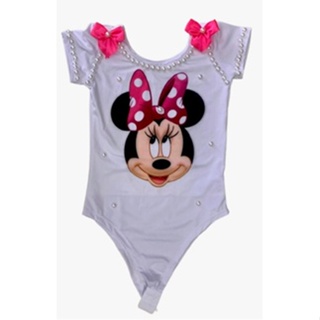 Body da Minnie Rosa de Manga Curta Com Laçinhos e Detalhe em Perola em Oferta na Shopee