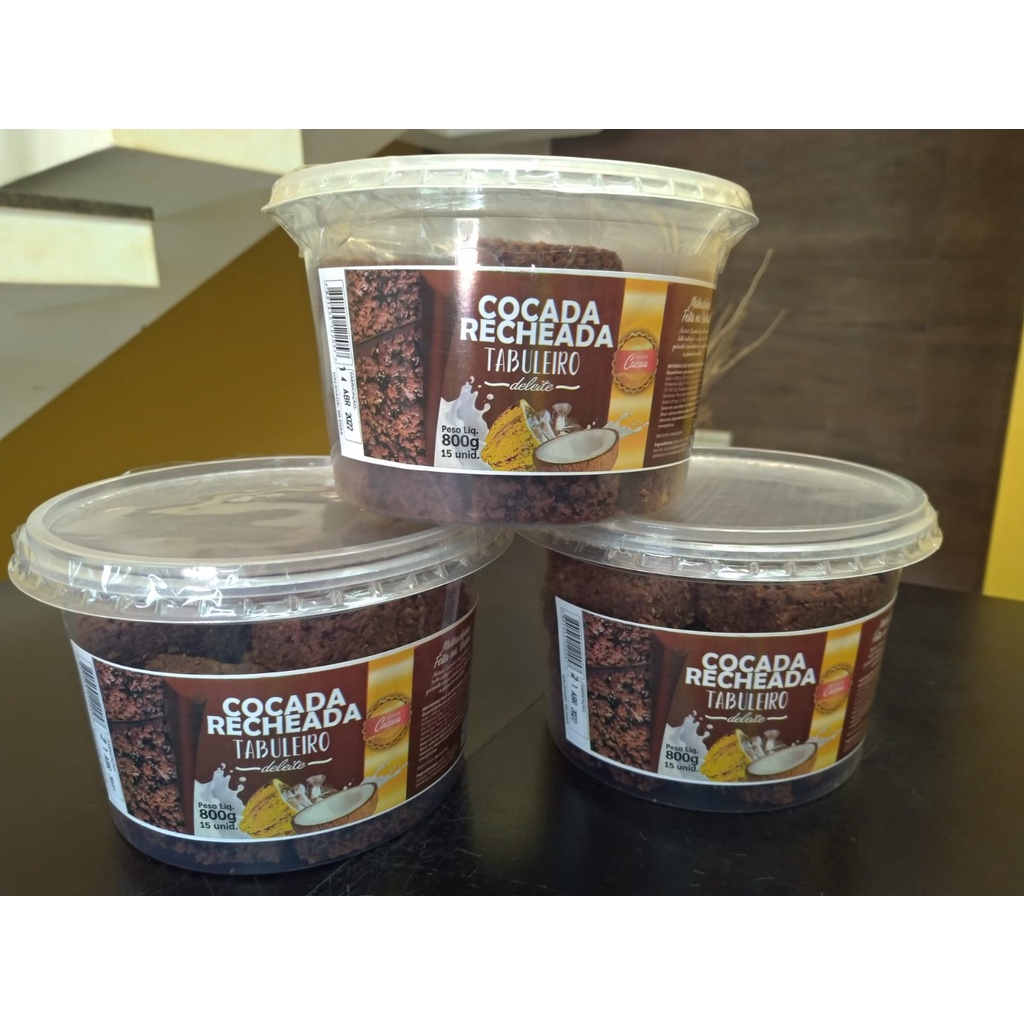 COCADA RECHEADA CACAU 800g (POTE COM 15 UNIDADES)