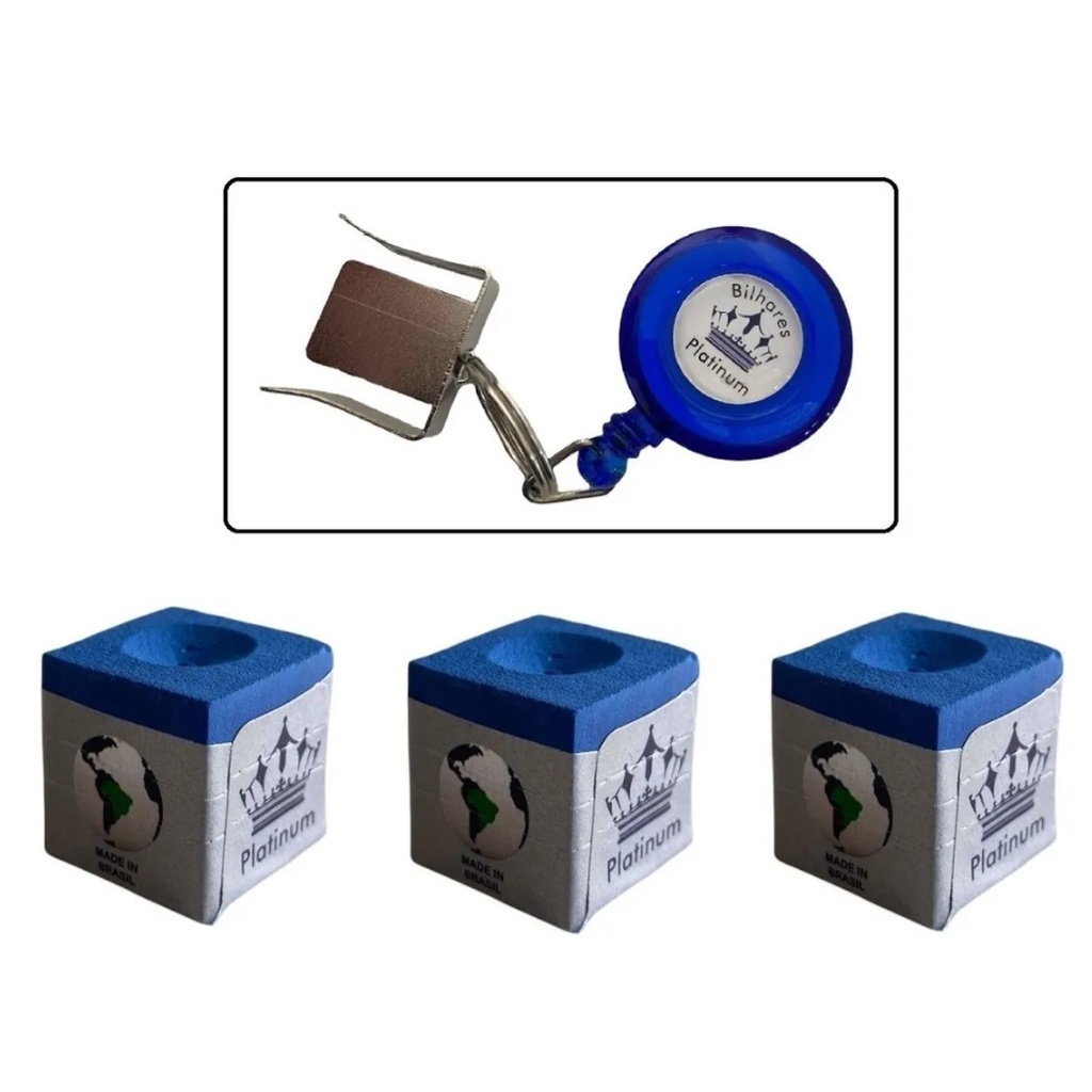 Kit 3 Giz Platinum Azul + 1 Porta Giz Elástico Platinum