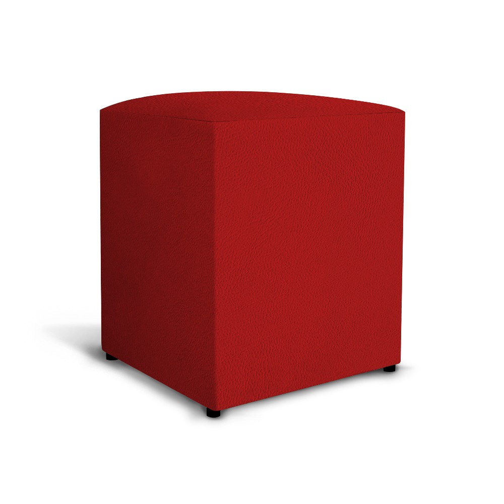 Puff Pufe Quadrado Decoração Corino Cor Vermelho