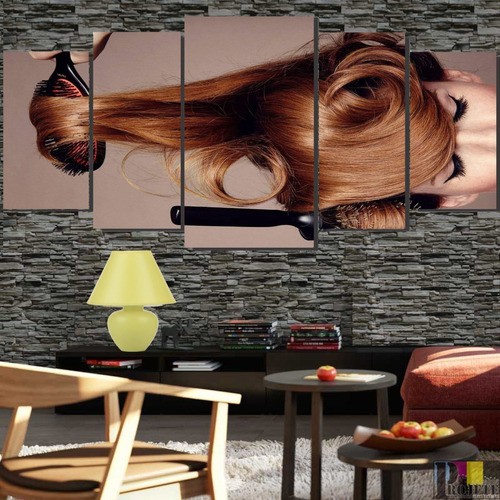 Quadros Decorativo 128x60 Cabelo Escova Salão Lindo Move = 812
