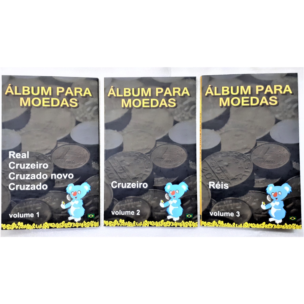 3 Álbuns para Moedas de Brasil 1901 até Real 3 volumes