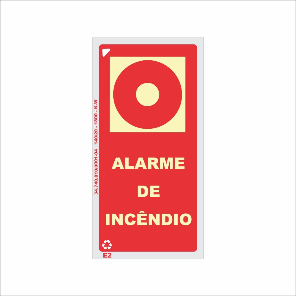 Placa de Sinalização para Acionador de Alarme de Incêndio