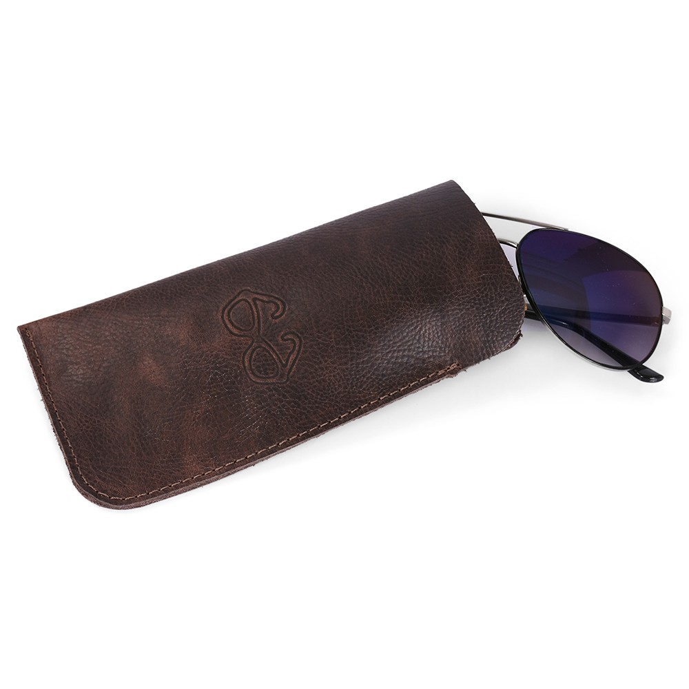 Estojo Porta Óculos 100% Em Couro Legítimo Bovino Top