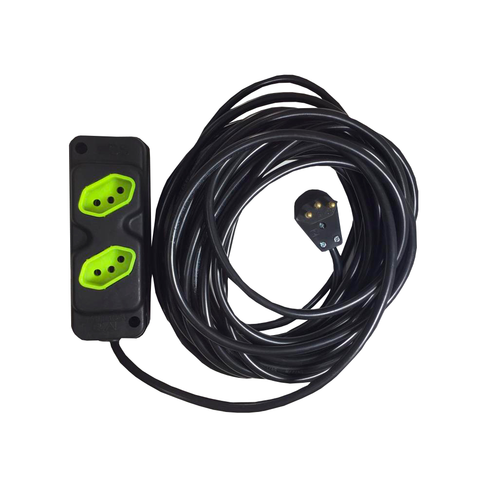 Extensão Elétrica 10a 01 Metro 2 Tomadas Cabo Pp 3x1,5mm