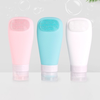Garrafa De Silicone Em Formato De Leque Dupla Face Com Escova Para Viagem/Loção/Cosméticos