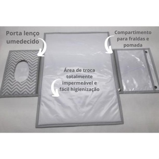 Trocador de bolsa portátil personalizado com nome com compartimento para lenço e fralda em Oferta na Shopee