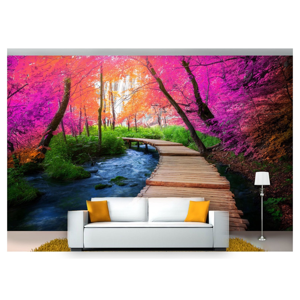 papel de parede Cachoeira Natureza Mata 3D m² NCH197