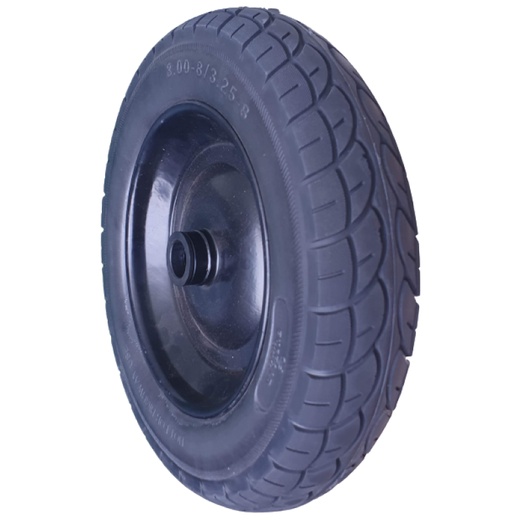 Pneu Maciço PU Carrinho Mão Construção Completo 3.25-8 Eixo 1 Polegada Preto