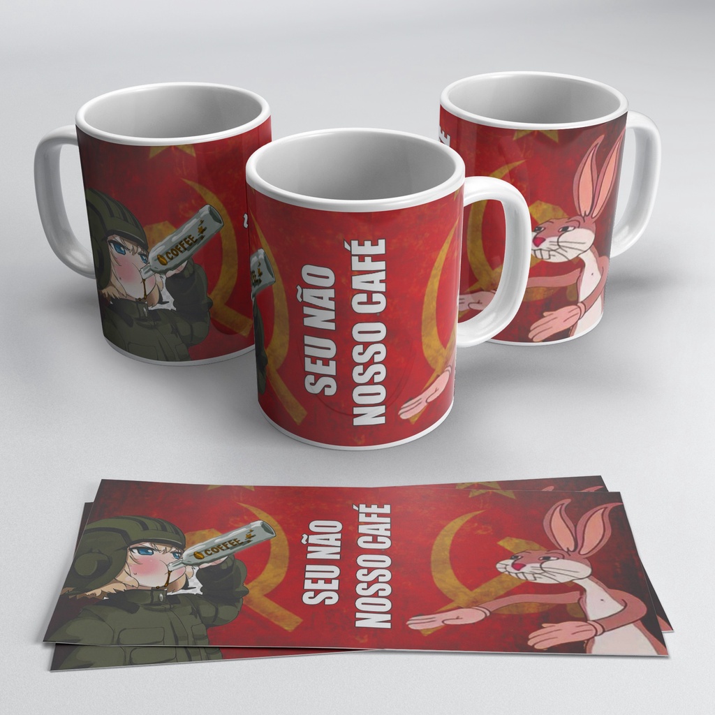 Caneca pernalonga comunista - nosso café - comunista comunismo pernalonga meme nosso café chá dinheiro tudo tania anime russia