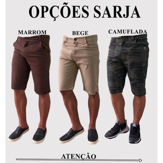 Kit 3 Bermuda Masculina Sarja Jeans Coloridas Brim Slim