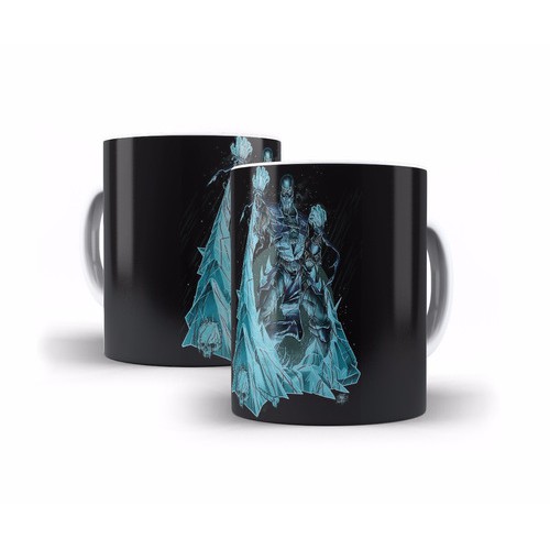 Caneca Branca de Cerâmica Mortal Kombat Sub Zero Decorativo