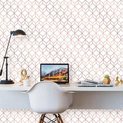 Papel de Parede Geometrico Stylish White Rose Gold 270