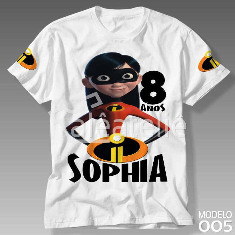 Camiseta Os Incríveis Violeta Festa Aniversário Infantil Adulto Personalizada