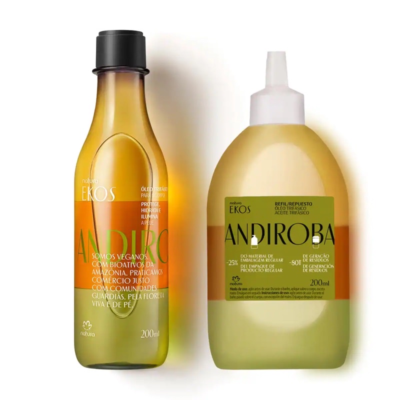 Kit Óleo Corporal Trifásico 200ml + Refil Natura Ekos Andiroba Original