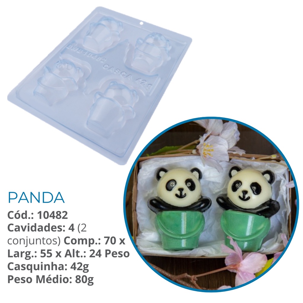 Forma bwb PANDA 80g especial com silicone 3 partes para chocolate Cód ...