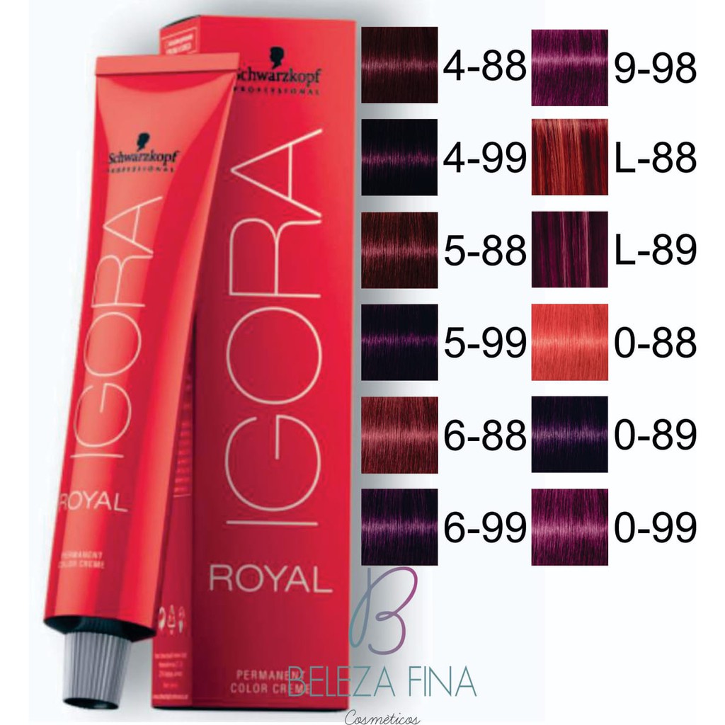 Coloração Igora Royal 60g - Schwarzkopf Professional - ruivos - vermelhos - (ESCOLHA) 4-88 / 4-99 / 5-68 / 5-99 / 6-88