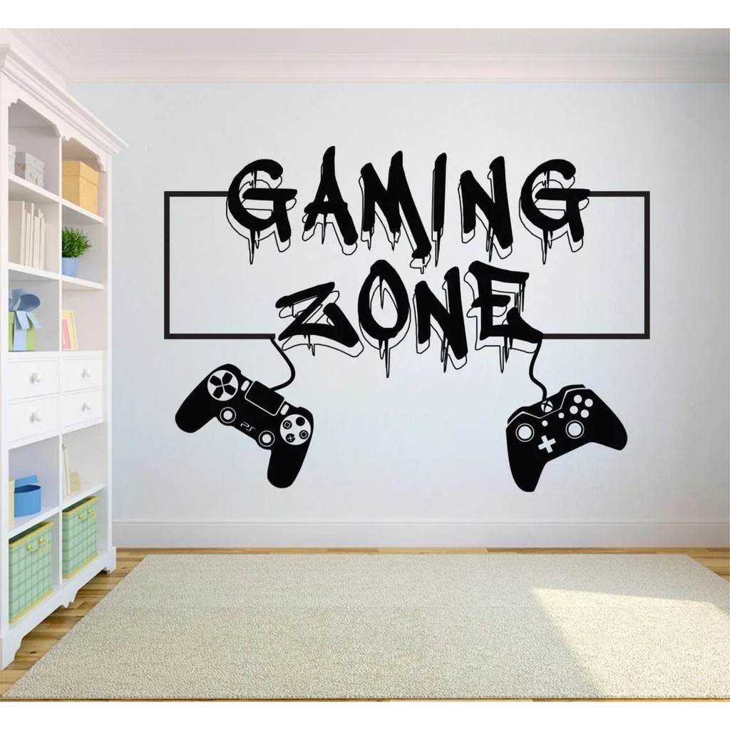 Adesivo De Parede Gamer Gaming Zone Controle Quarto Shopee Brasil