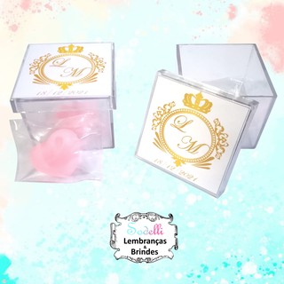 10 Caixinhas Acrílicas Personalizadas + 10 mini sabonetes de coração - Lembrancinha Casamento/ Noivado/ Bodas