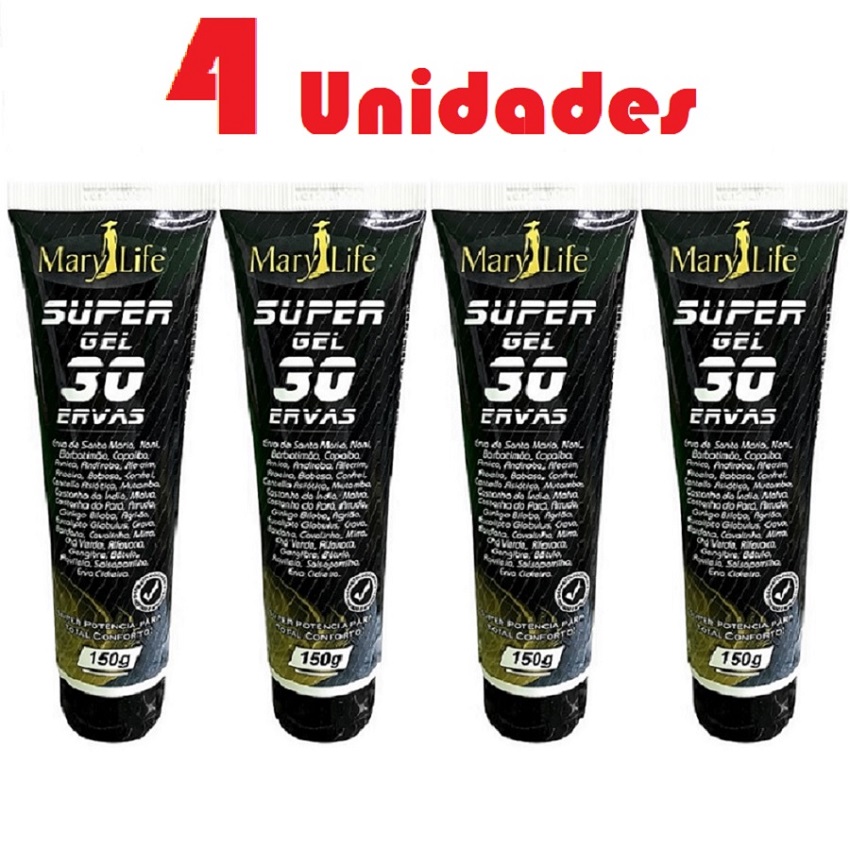 Kit com 4 Super Gel 30 Ervas 150g Efeito Gelo Quente