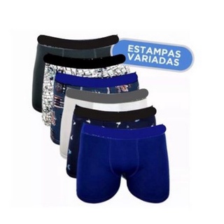 Kit 10 Cuecas boxer box Adulto lisas e estampadas variadas