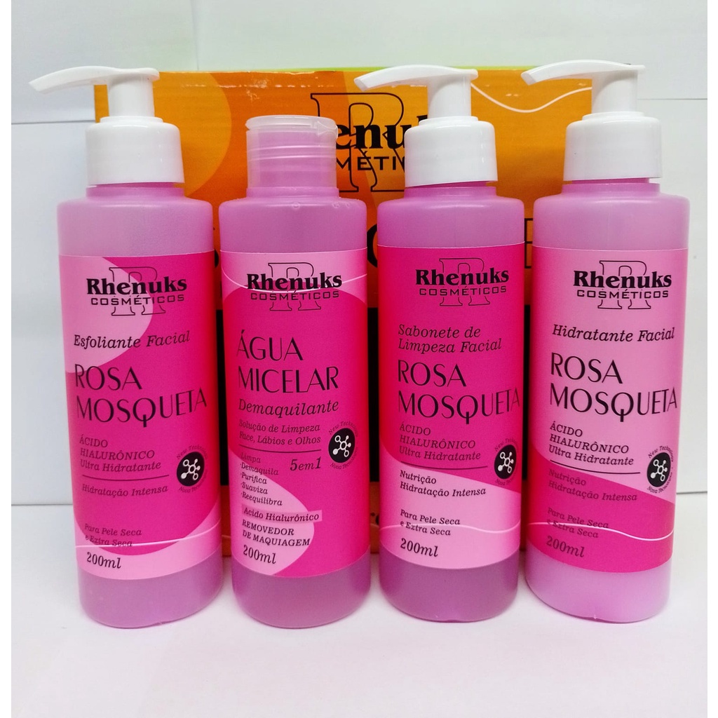 Kit Skin Care Tratamento Facial Rosa Mosqueta 4 pçs - Rhenuks ...