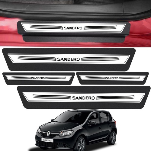 Kit 8 Peças Adesivo Soleira Porta Sandero 2008 2018branco Á