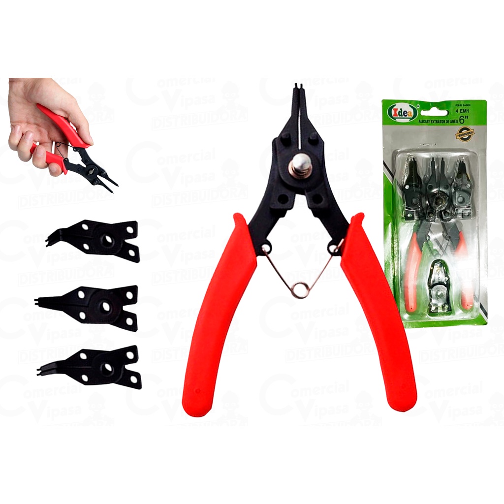 Alicate Extrator de Anéis Universal 6 Polegadas Com 4 Cabeças Profissional em Oferta na Shopee