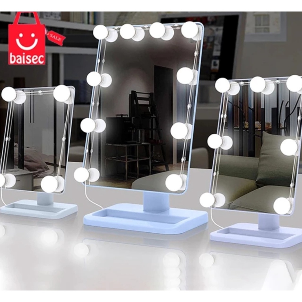 Luz De Espelho Com Led Camarim Maquiagem 10 Lampadas 3 Cores A3