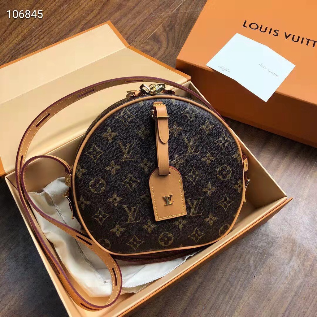Bolsa de ombro Louis Vuitton autêntica 100% original nova bolsa LV de couro feminina para bolo redondo bolsa mensageiro boite chapeau