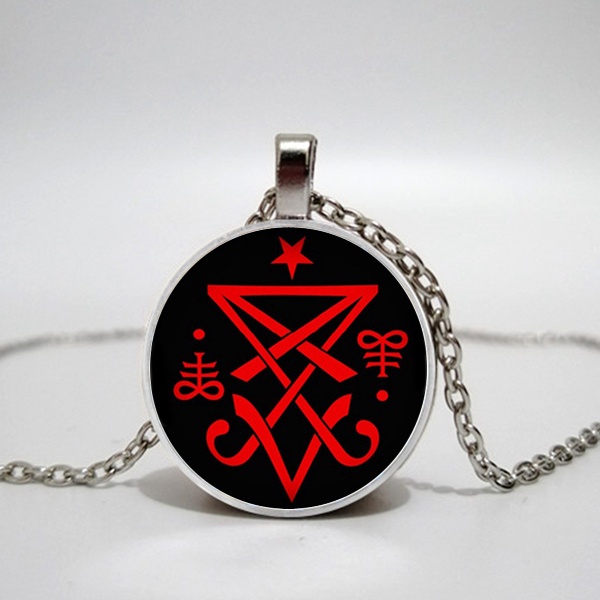 Lucifer Colar Com Pingente Satan Bronze/Mistério/Simples/Geometria Redonda em Oferta na Shopee