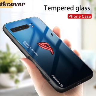 Casing Asus ROG Phone 3 Strix Phone II ZS660KL Case Luxury Gradient Tempered Glass Soft TPU Frame Phone Cover