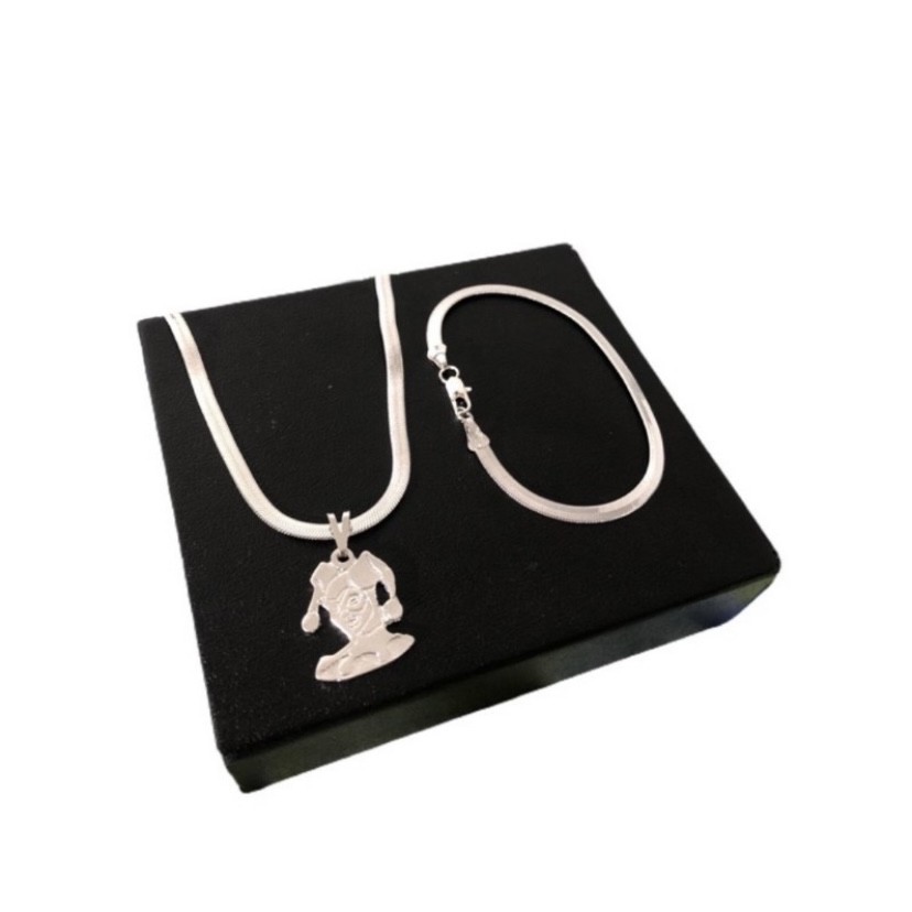 Kit  Alerquina- Feminino Corrente e Pulseira Laminada Folheada a Prata 925